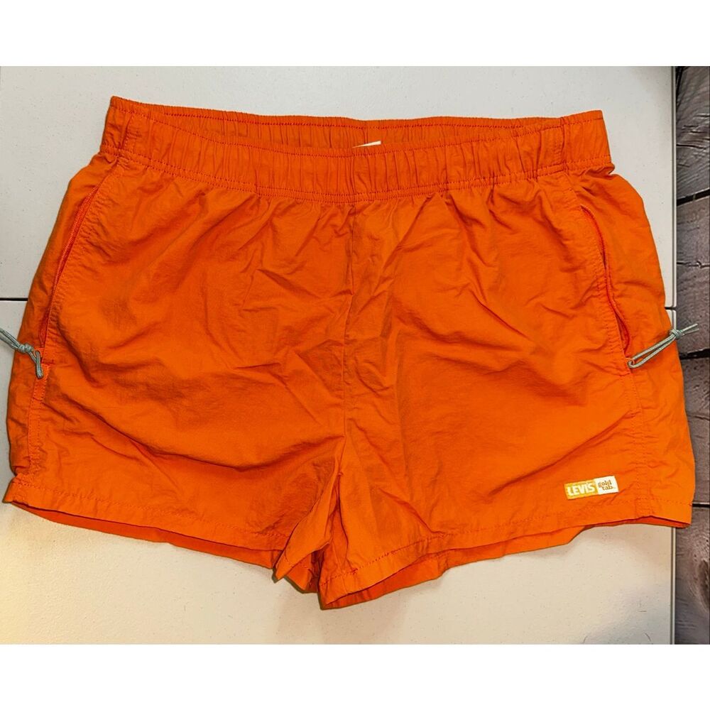 Levi’s Gold Tab ’90s Practice Shorts Mens Large Orange Nylon Zip Pockets